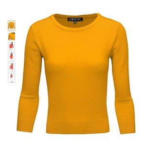 Yemak vintage style 3/4 sleeve mustard sweater